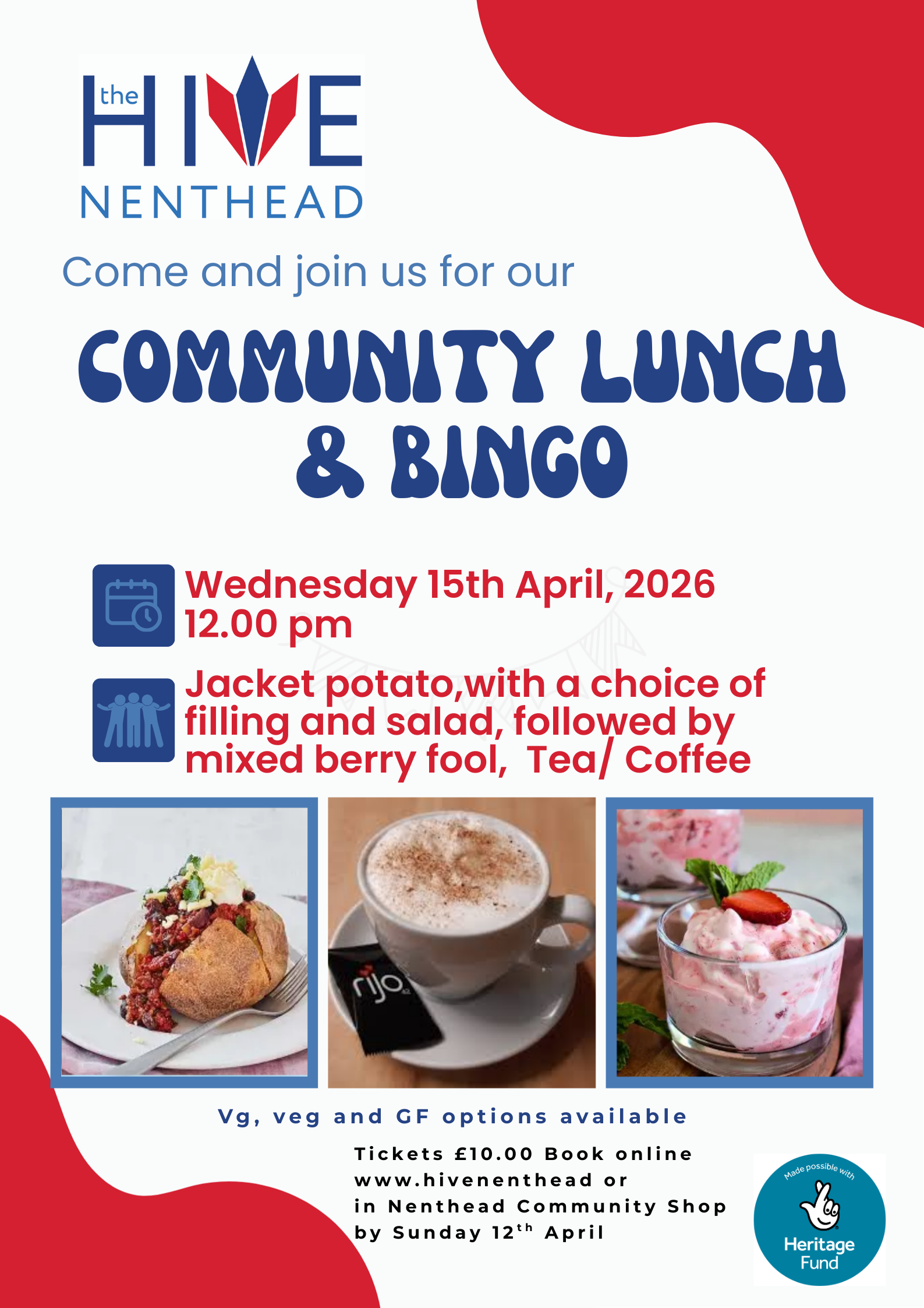 Community lunch and Bingo - Wednesday 15th April 2026