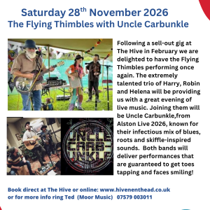 Saturday 28th November - The Flying Thimbles with Uncle Carbunkle - 7pm