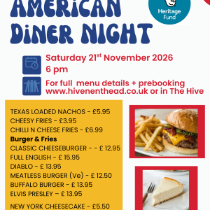 American Diner Night - Saturday 21st November - 6pm